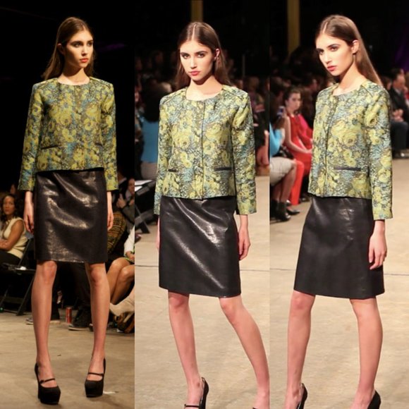 LAGI NADEAU Dark Blue/Black Pebbled Pattern Skirt 4 - Picture 2 of 8